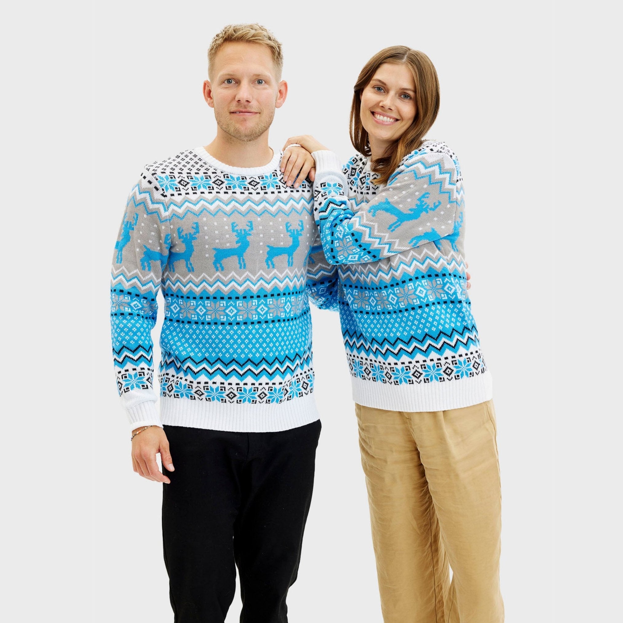 Traditional Blue Christmas Sweater β Men